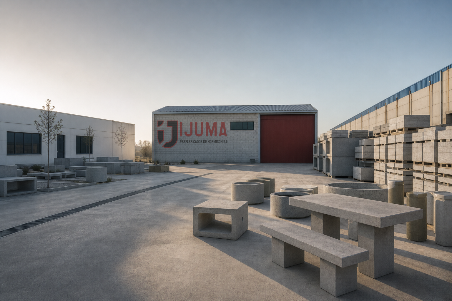 Nave de fabricación con el logo de IJUMA integrado en la fachada